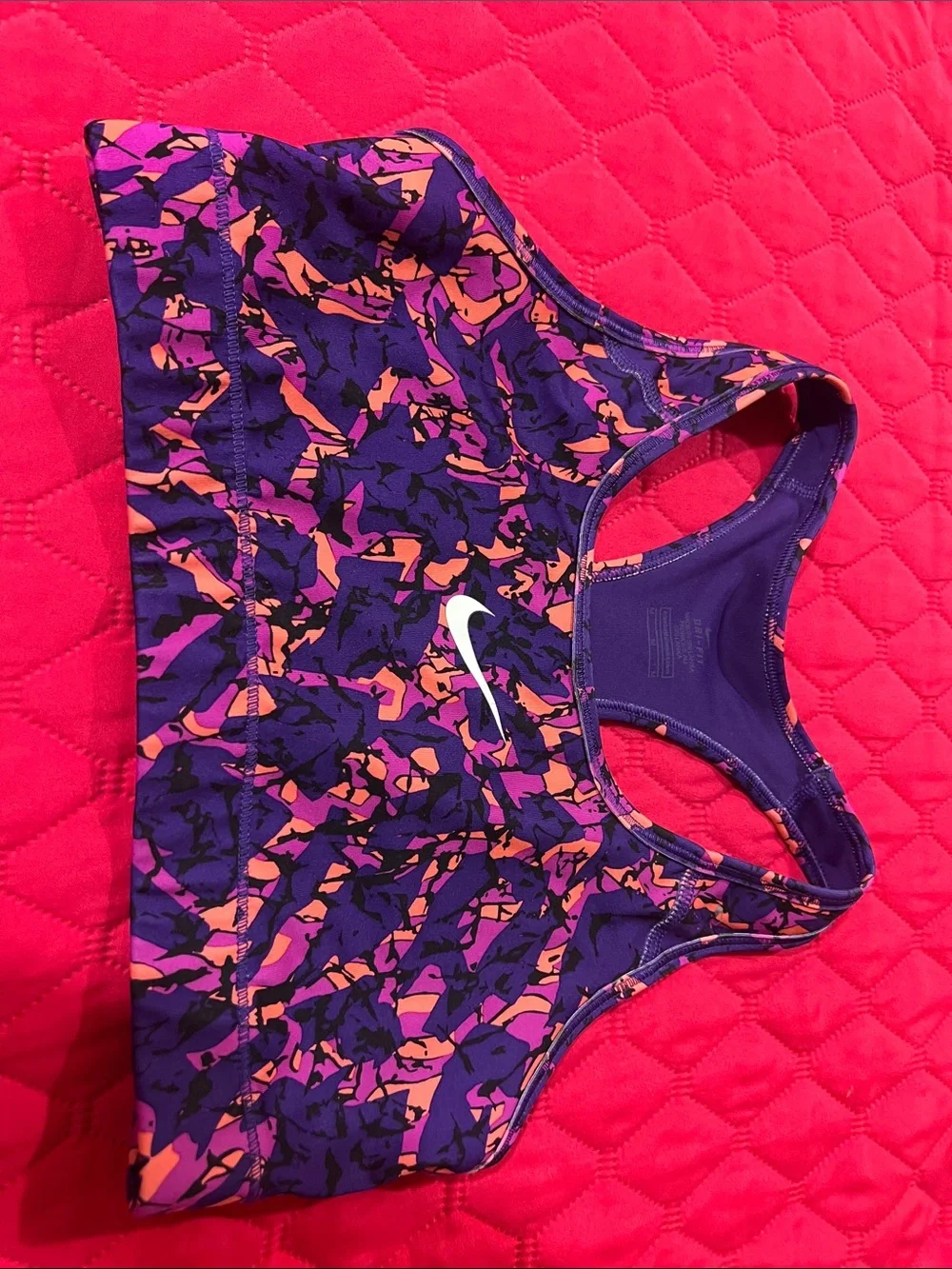 Nike Women's Purple & Pink Patterned Racerback Bikini Top